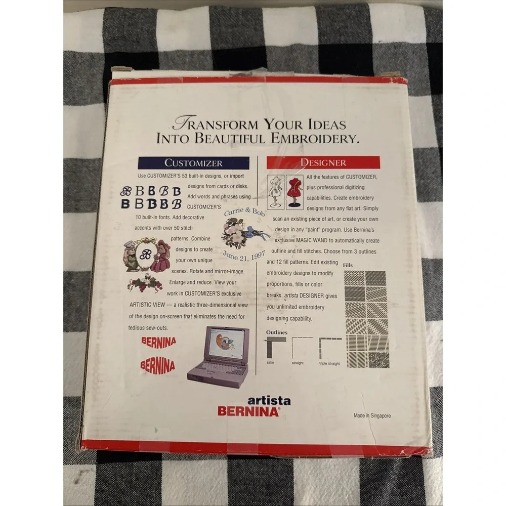 Bernina Artista Embroidery Software Kit‎ Microsoft 95 Customizer Version 1 K